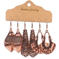 e7055 zwpon embossed baroque spike tassel earrings female vintage copper color engrave flower earrings ethnic jewelry wholesale