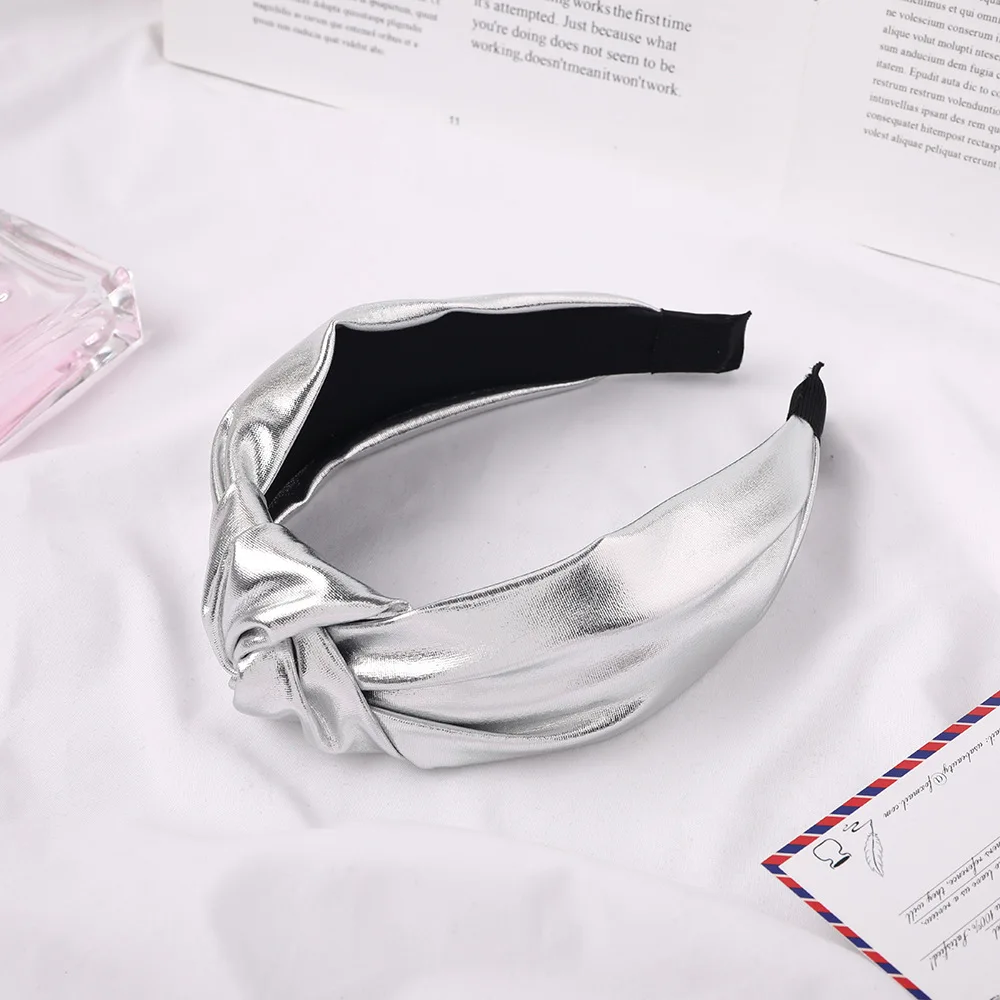 

PU Leather Hair Hoop Women Hair Accessories Wash Face Headbands Wide-brimmed Multi Purpose Knotted Hair Band Bezel