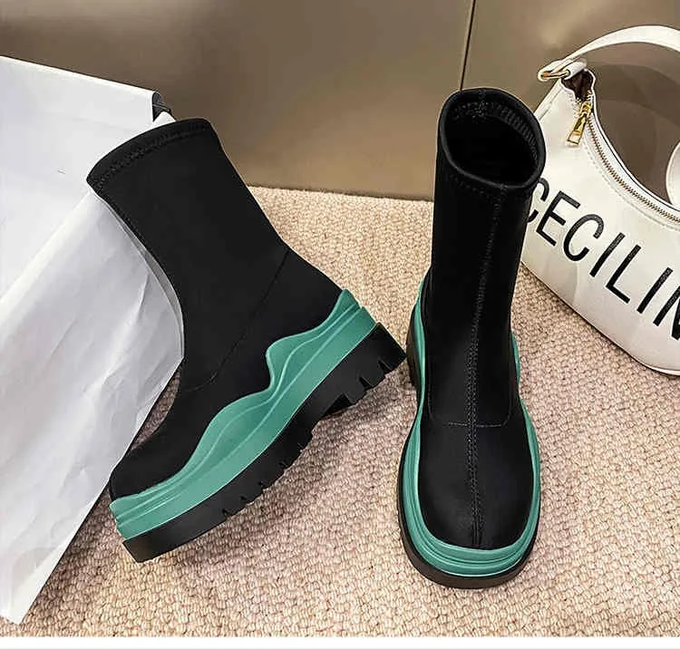 New autumn and early winter platform shoes women's flat heel boots fashion socks boots women's boots women's ankle boots