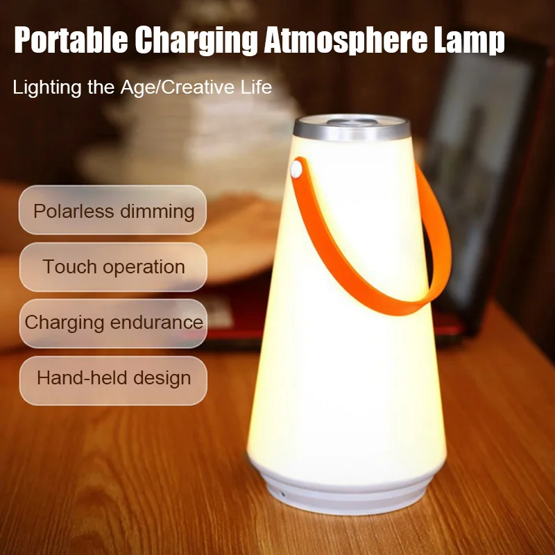 

USB Rechargeable Portable Atmospheres Light LED Touches Switch Dimmable Bedroom Table Lamp vupw
