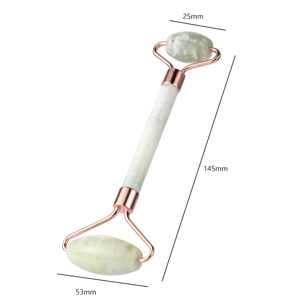 

Double Head Jade Stone Rollers Massager For Face Pink Rose Quartz Natural Stone Slimming Chin Lift Up Facial Facial Beauty Tool