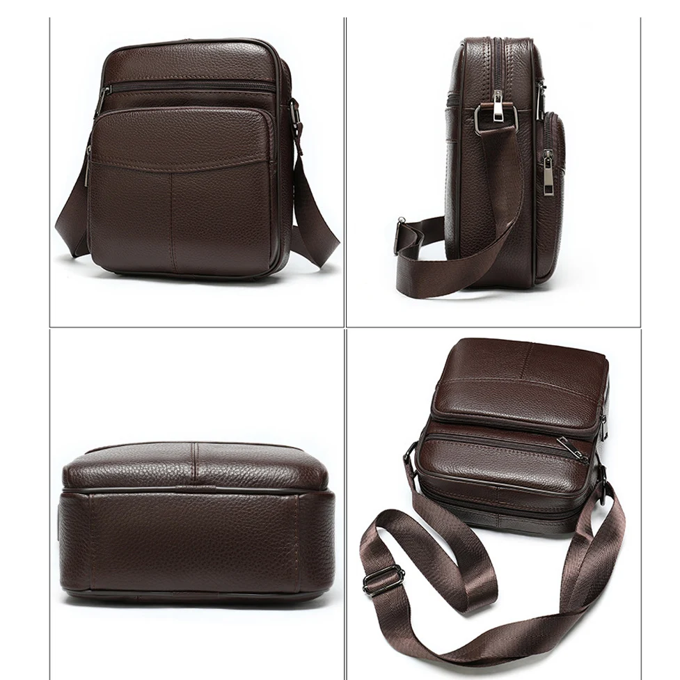 Genuine Leather Men's Messenger Bag Fashion Business Crossbody for Men Tote Shoulder Handbag Zipper Office Bags Male |