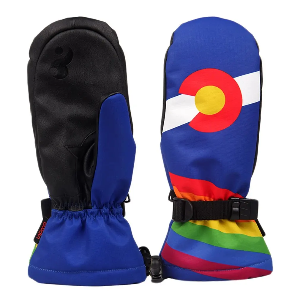 

Мужские лыжные перчатки, модные водонепроницаемые ветрозащитные Нескользящие перчатки с принтом для катания на коньках по снегу, лыжные пе...