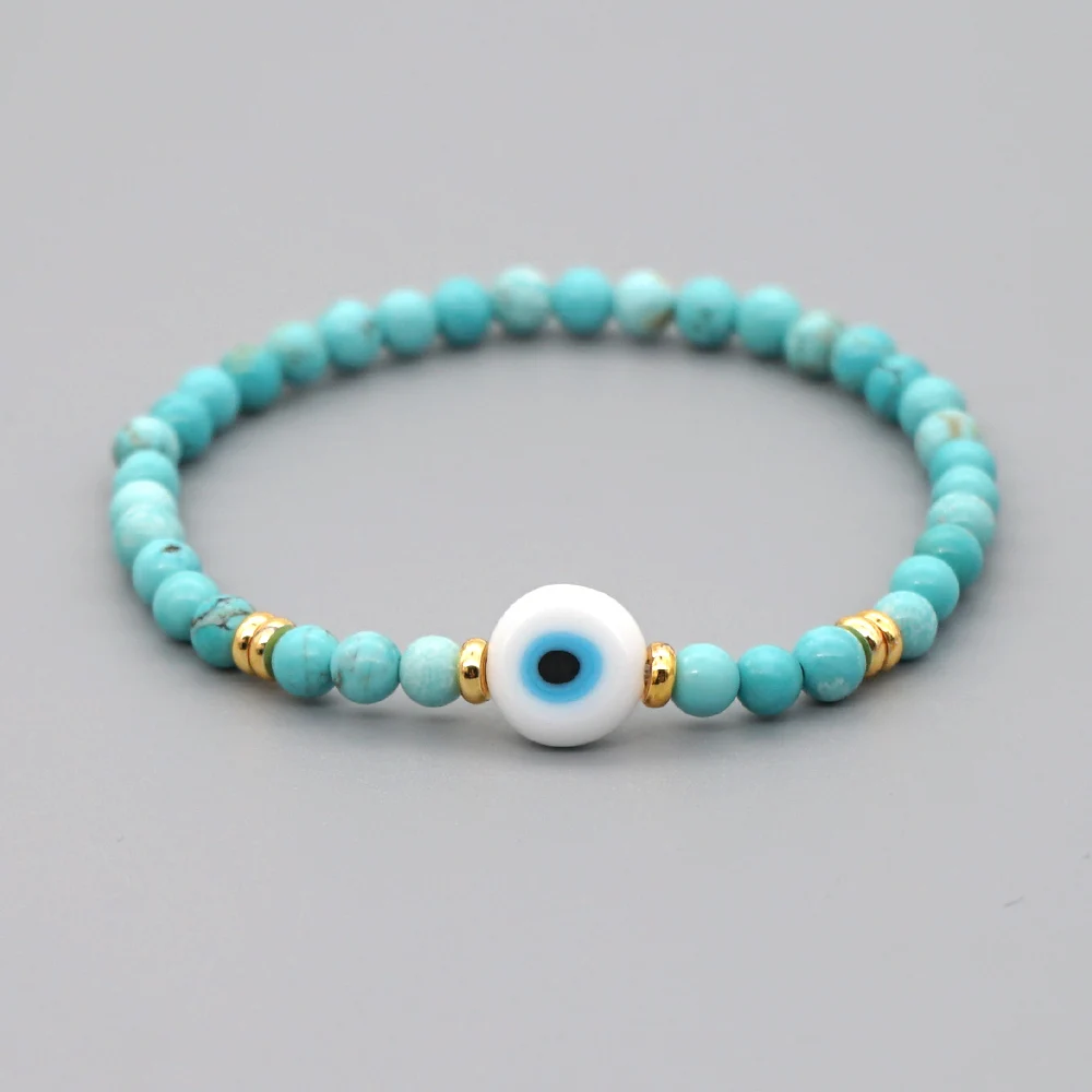 

Go2Boho Green Eye Braclets Natural Stone Beaded Bracelets Turkish Evil Eye Bracelet for Couple Women Men Jewelry 2021 Bangles