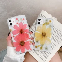 luxury simple big flower true flower specimens design phone cover for iphone 11 12 13 pro max 7 8p xs xr phone clear soft cases
