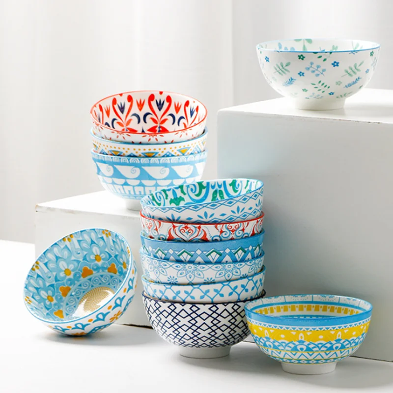 5 inch Rice Bowl European Style Ceramic Tableware Household Soup Porridge Hand-Painted Breakfast Microwave Available | Дом и сад