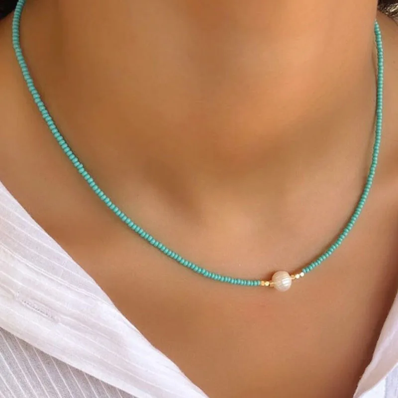 Ожерелье женское 2021 натуральное пресноводное Простой Бисероплетение лето чокер