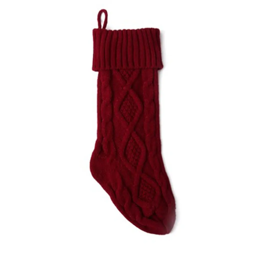 

New Year Knitted Woolen Socks Home Wall Socks Decoration Candy Bag Socks Diamond Gift Bag Socks Ornaments Christmas Stockings