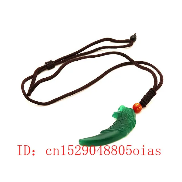 Натуральный зеленый китайский нефритовый кулон волчий зуб агат ожерелье модное