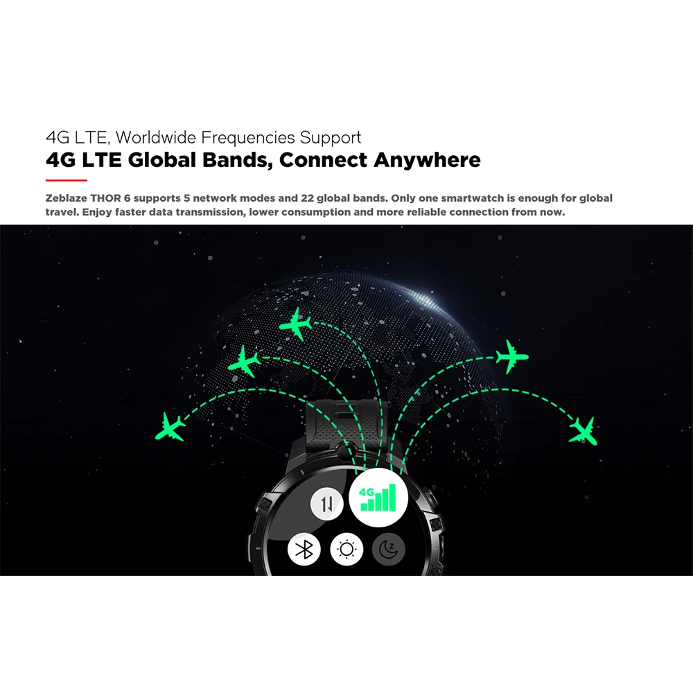 

Zeblaze Thor 6 4G Smart Watch 1.6-Inch Touch-Screen Fitness Activity Tracker Heart Rate Monitor Pedometer 4G Lte Smartwatch