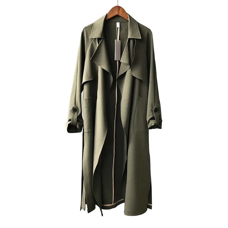 

CHOHILL Spring and Autumn Long Fashion Coat Women Single breasted Slim Trench Thin Coat Korea style Outwear