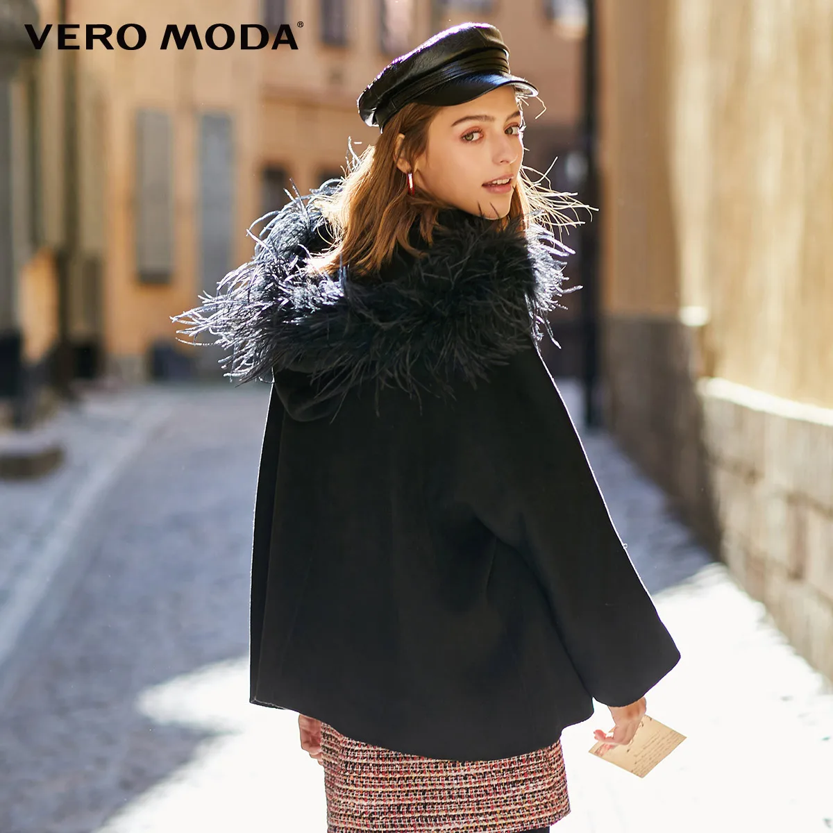 Vero Moda Женское пальто из овечьей шерсти с воротником страуса | 319327548|Женские