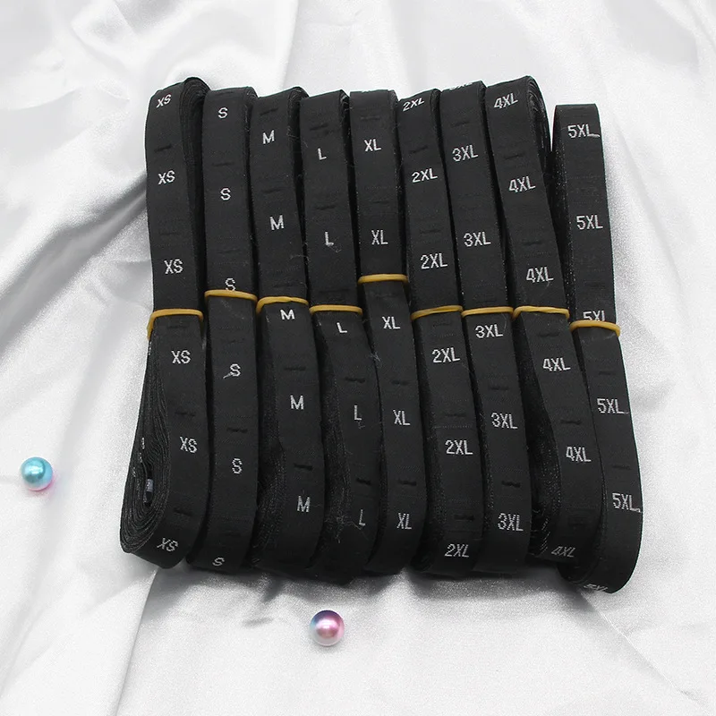 100 шт. бирки размера для одежды рубашки белая/черная Дамасская полиэфирная ткань