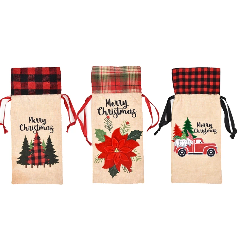 3 вeщи рoждeствeнский чехол для бутылки вина автомобиль рождественская елка с