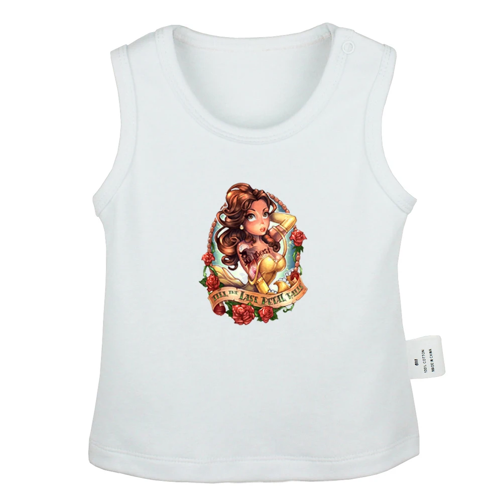 Милые Мультяшки для принцессы Белль Фитнес новорожденных Детские майки футболки