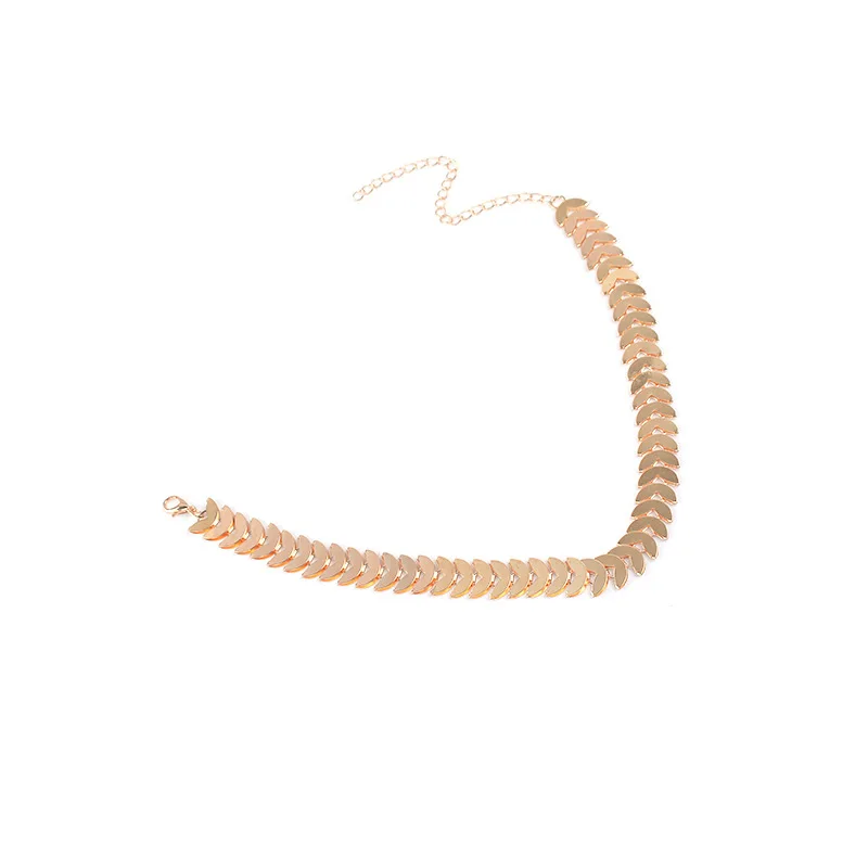 Fashion Leaf Chain Necklace Gold Color Choker Collar Punk Hip Hop Jewelry For Women DJ-275 | Украшения и аксессуары