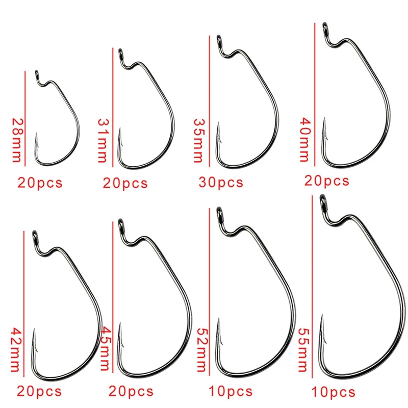 

150Pcs/Box Circle Hooks Strong Customized Offset Sport Circle Hooks Black High Carbon Steel Octopus Fishing Hooks