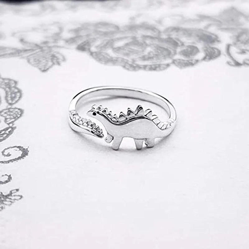 

Open Adjustable Dinosaur Rings Long-necked Dragon Stegosaurus Cute Jewelry Toy Cute Animal Gift for Women Rings TLSM 2021 New