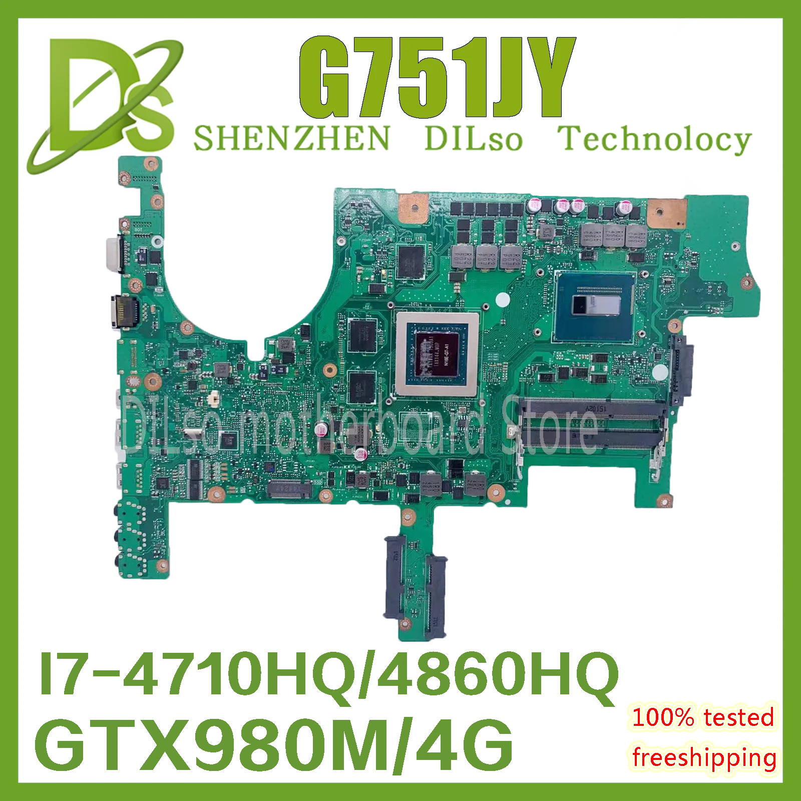 

ROG G751JY original motherboard with I7-4710/4860HQ GTX970M is suitable for ASUS G751J G751JY laptop motherboard 100% working