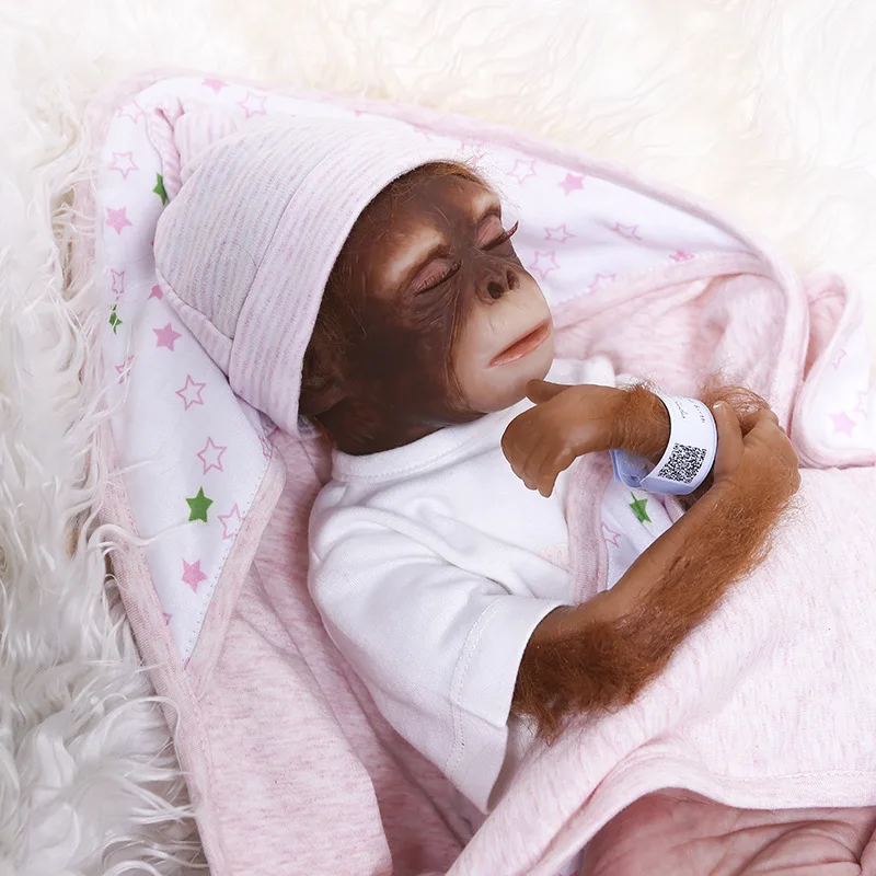 

52cm Silicone Reborn Dolls Sleeping Monkey Orangutans Dolls Photography Props Soothing Playmate Dolls Christmas Birthday Gifts