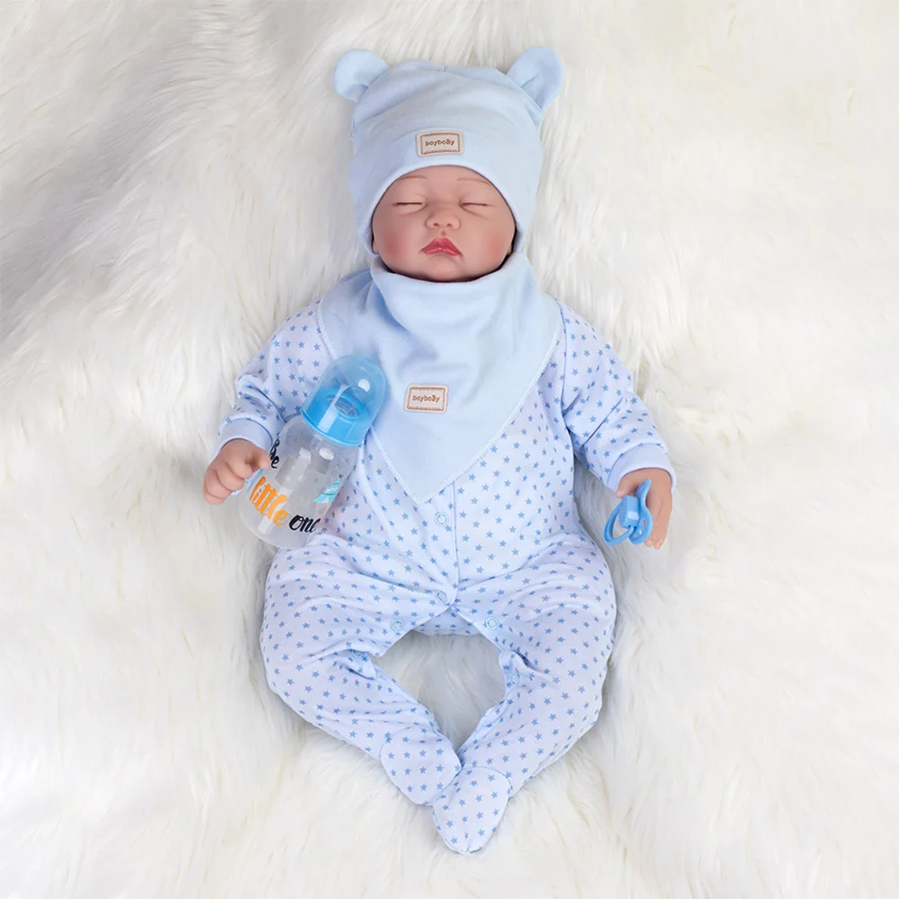 

22 Inch Children Gift Soft Sleeping Toy Lifelike Newborn Boy Vinyl Silicone Full Body Reborn Baby Dolls Handmade Real Kids