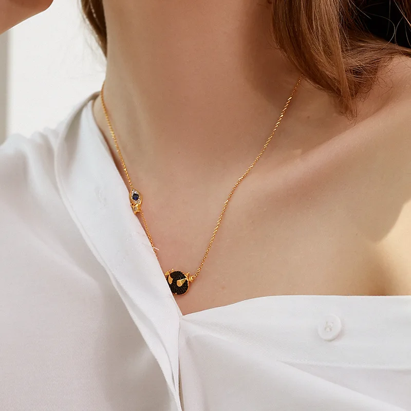 

S925 sterling silver micro-set crystal diamond devil's eye necklace 210329-18