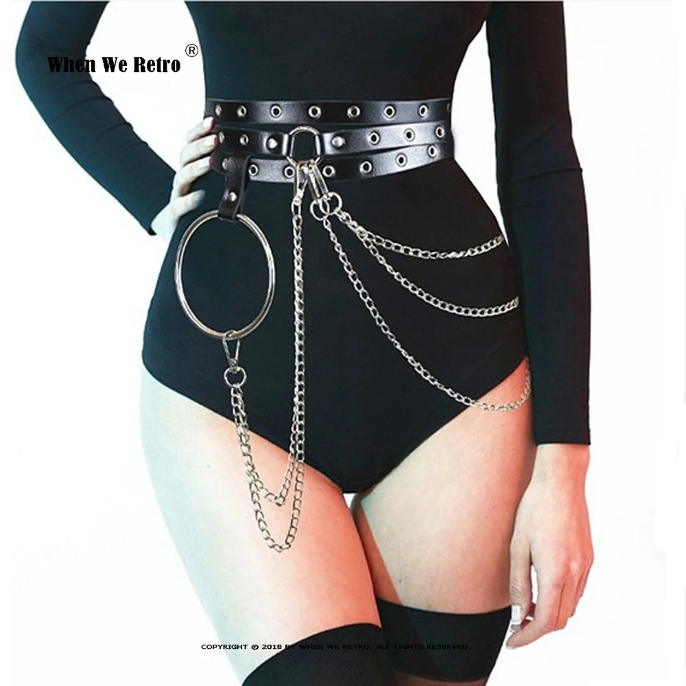 

Punk Letter Belt Goth Grunge Sexy Cut Out Metal Ring Pendant Belt Streetwear Waist Trainer Belt Women Gothic Accessories VD2168