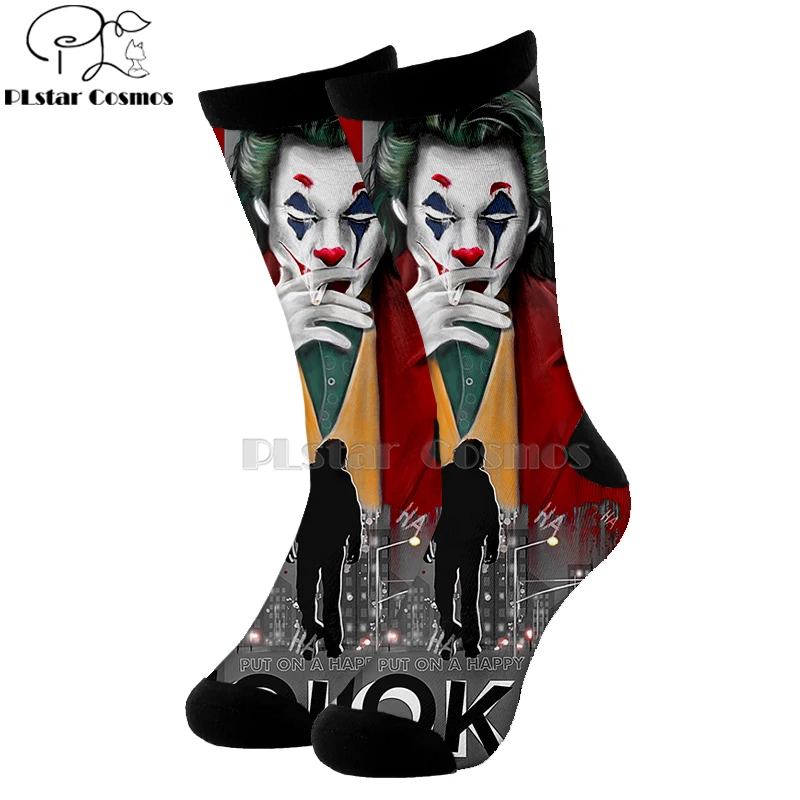 Plstar Cosmos comic dc haha злой Джокер злодей хлопковые носки с 3d принтом из мультфильма высокие носки мужские и женские качественные Joaquin Phoenix-5