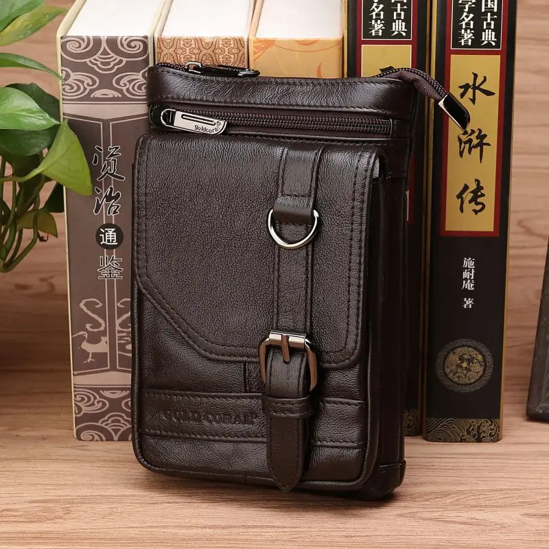 Забавная сумка для мобильного телефона из натуральной кожи мужчин маленькие