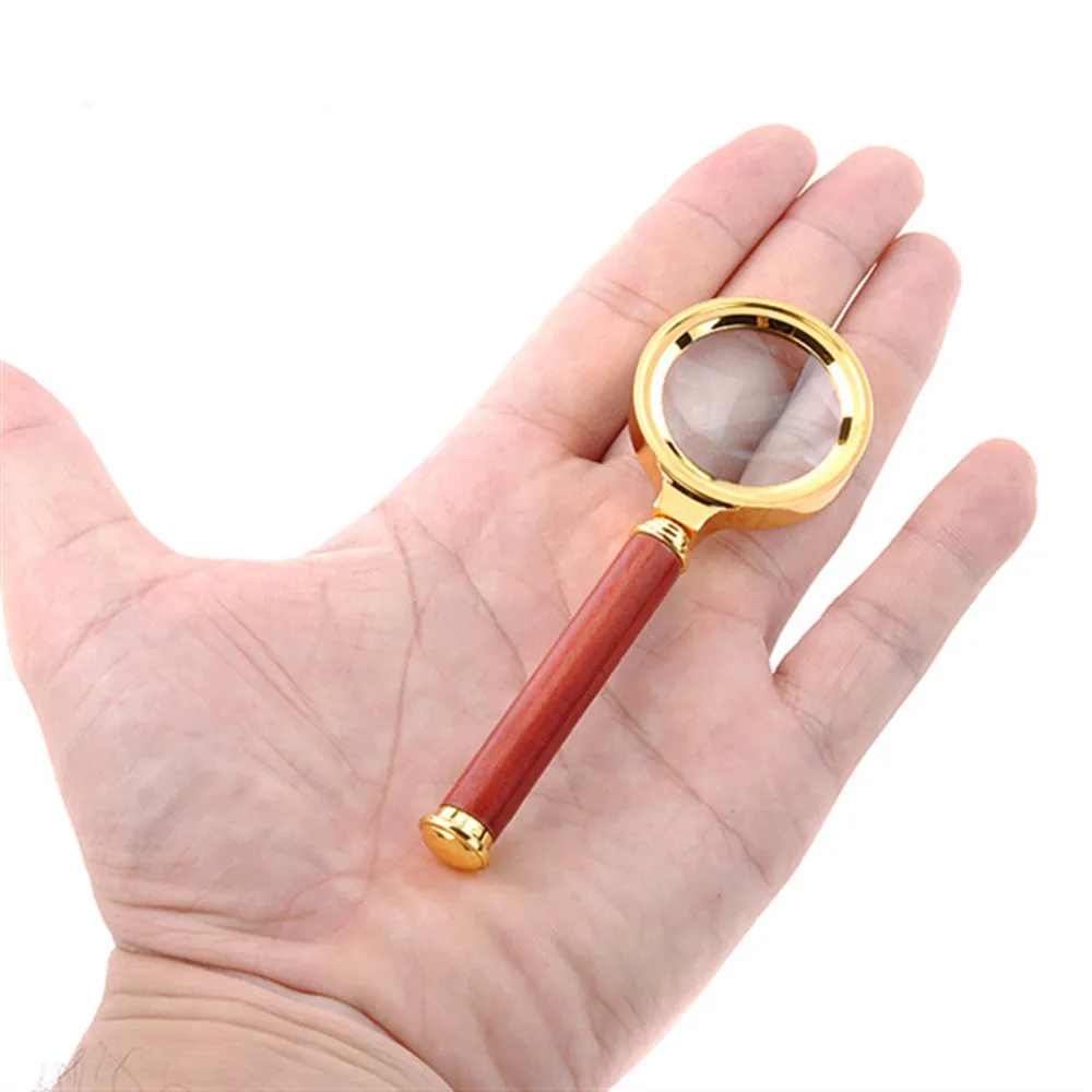 Agnicy новый ручной деревянной ручкой позолоченным боковым увеличительное Стекло 36