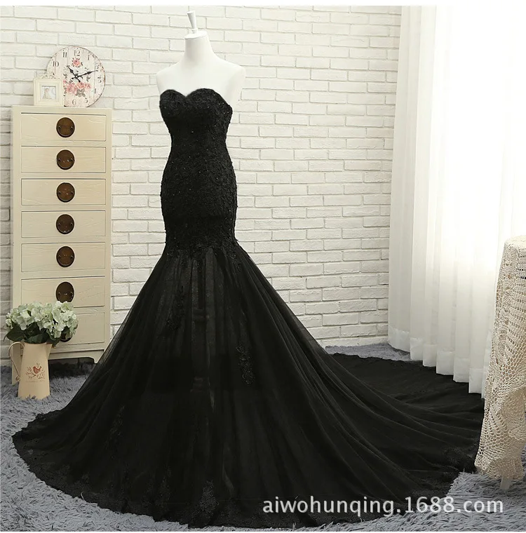 Женское шифоновое вечернее платье-русалка Элегантное Черное длинное платье с