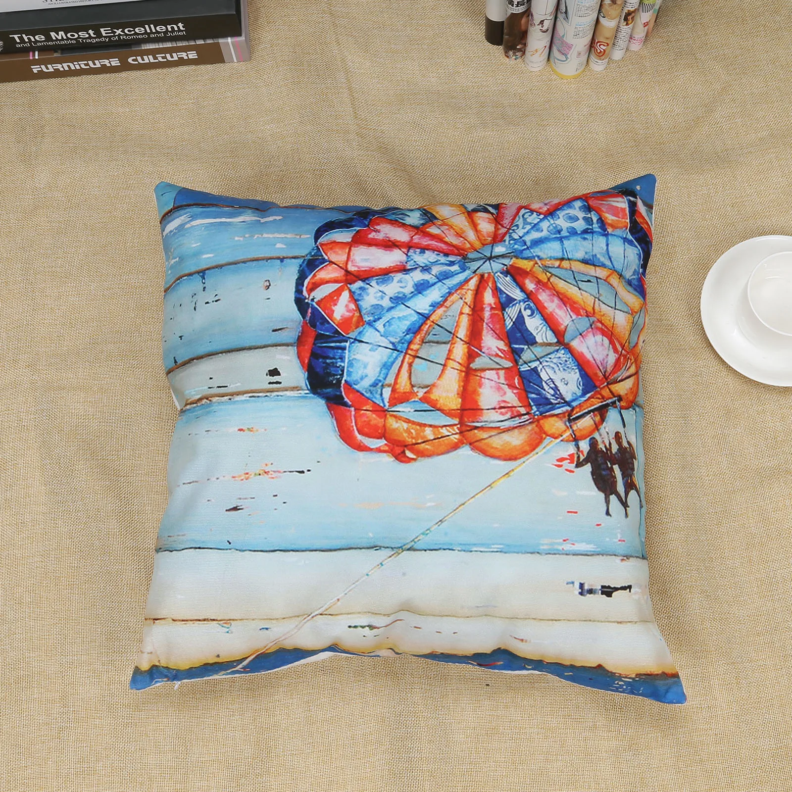 Пляжное двойной подушка с принтом синий океан небо живописный узор размером 45*45 см Romantice Спальня