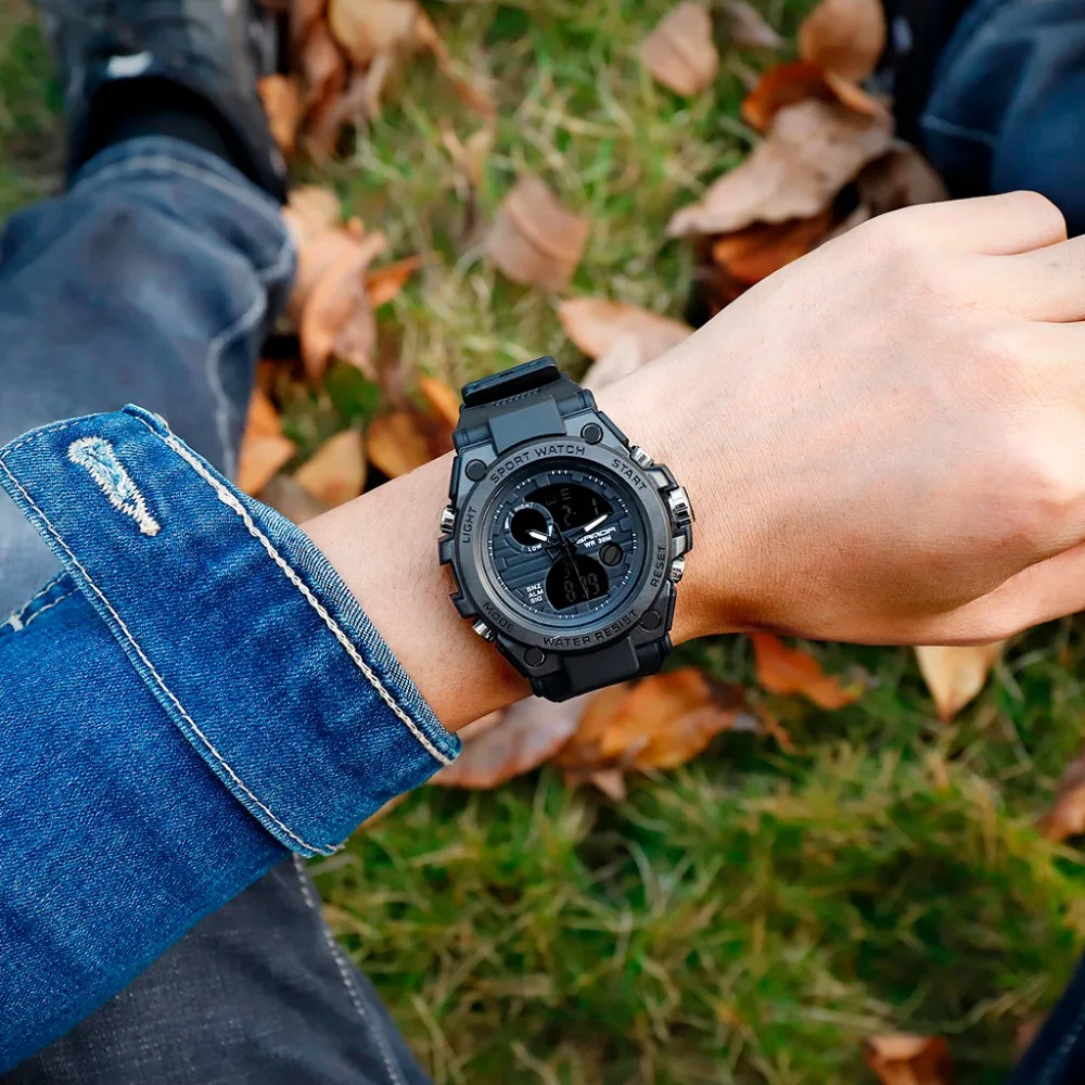 reloj мужские спортивные часы с двойным дисплеем Аналоговый Цифровой светодиодный электронный модные наручные часы reloj hombre erkek kol saati