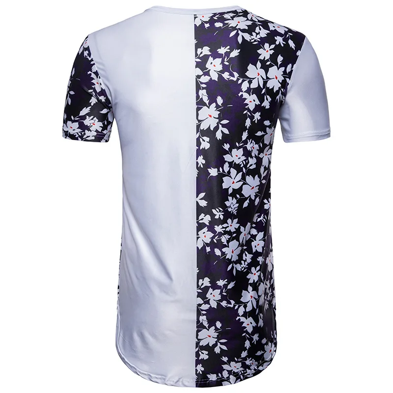 

New Men Digital Printing Flower Color Short Sleeve Hip Hop T Shirt Streetwear T344