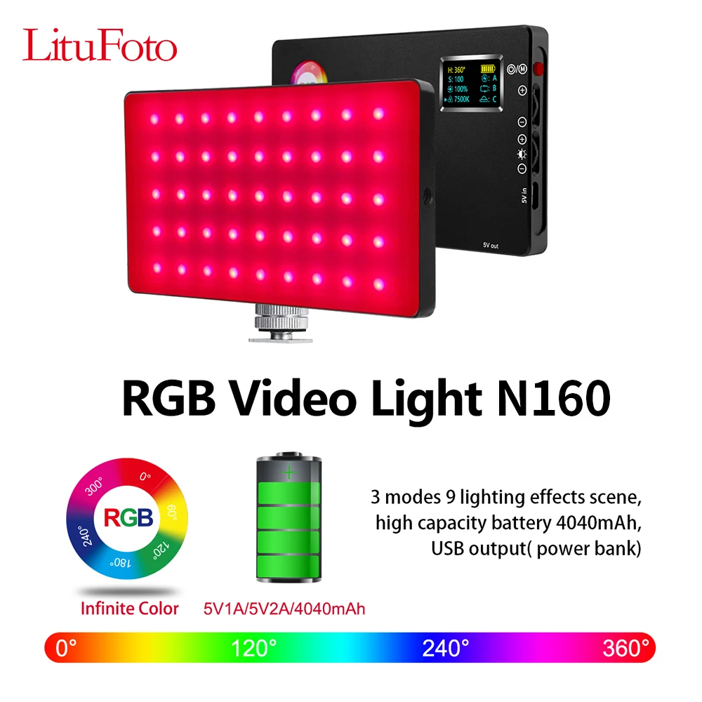 

LituFoto VL145 Mini RGB LED Video Light 3200K-7500K On Camera Fill Light Photography Lighting Pocket Live Tiktok Vlog Light Lamp