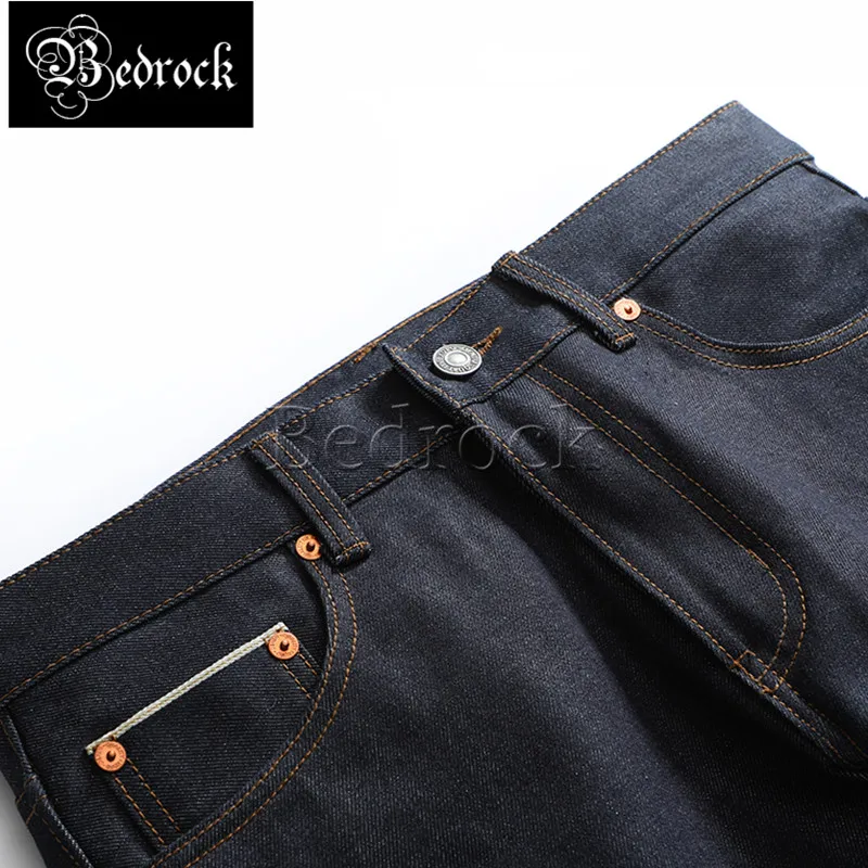 14oz Unwashed gold trim Red line Denim Jeans Men's Straight Loose Long Pants Primary Color cattle jeans Autumn Winter