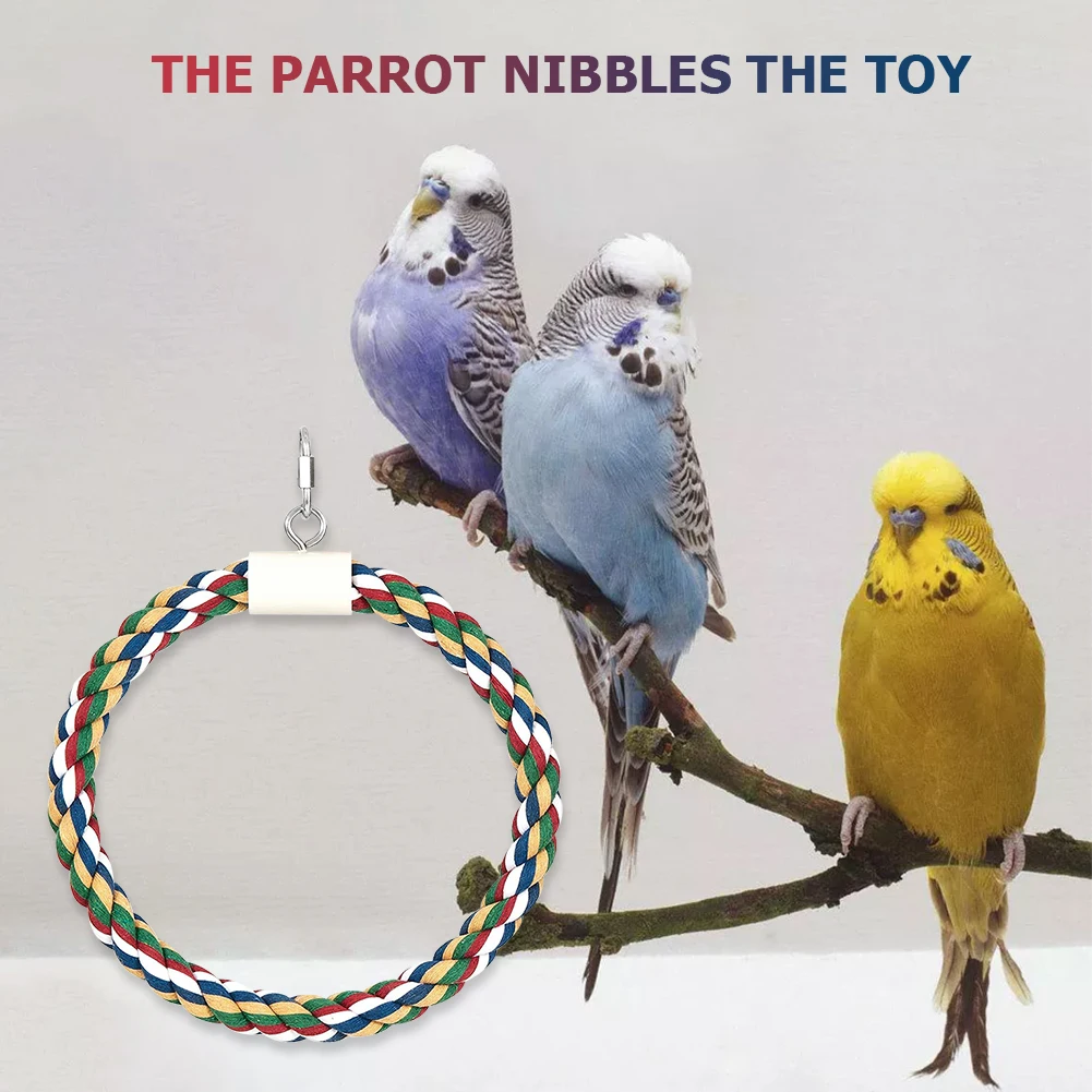 

Parrot Parakeet Perches Hanging Toy Pet Stand Training Accessories Birds Swing Toys Cage Hanging Braided Chew Rope