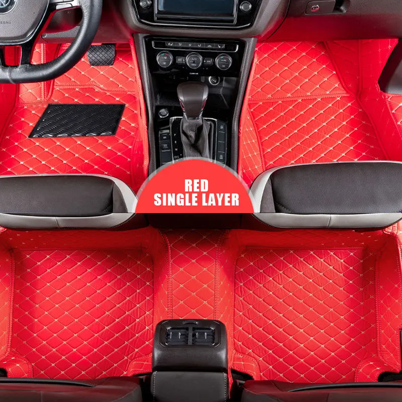 single red Кожаные автомобильные коврики на заказ для TOYOTA Avensis 2003- Автомобильный Ковер водонепроницаемые автомобильные аксессуары - Название цвета: single red