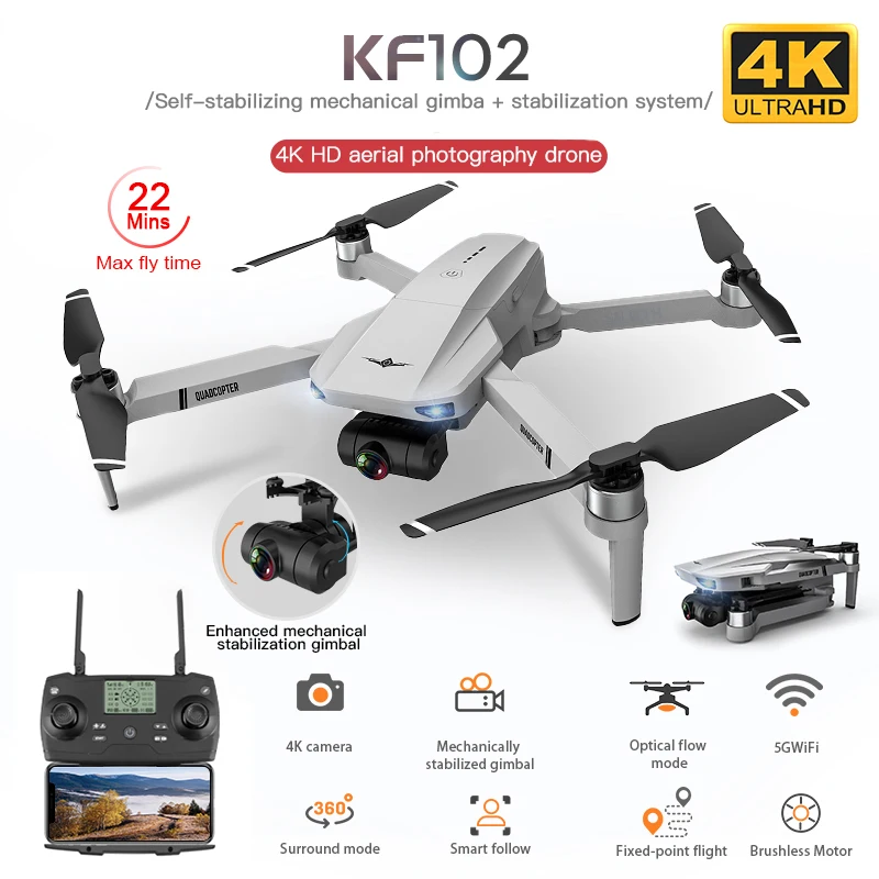 KF102 GPS Drone with 4K HD Camera 2-Axis Anti-Shake Gimbal Profesional Quadcopter Brushless WiFi FPV Mini Dron VS SG906 Pro 2 S3