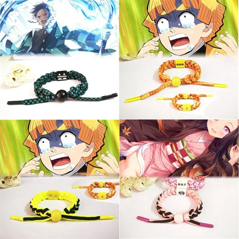 

Handmade Anime Wristband Demon Slayer Bracelet Cartoon Figure Kamado Tanjirou Kamado Nezuko Bangles Wristband Fans Xmas Gift