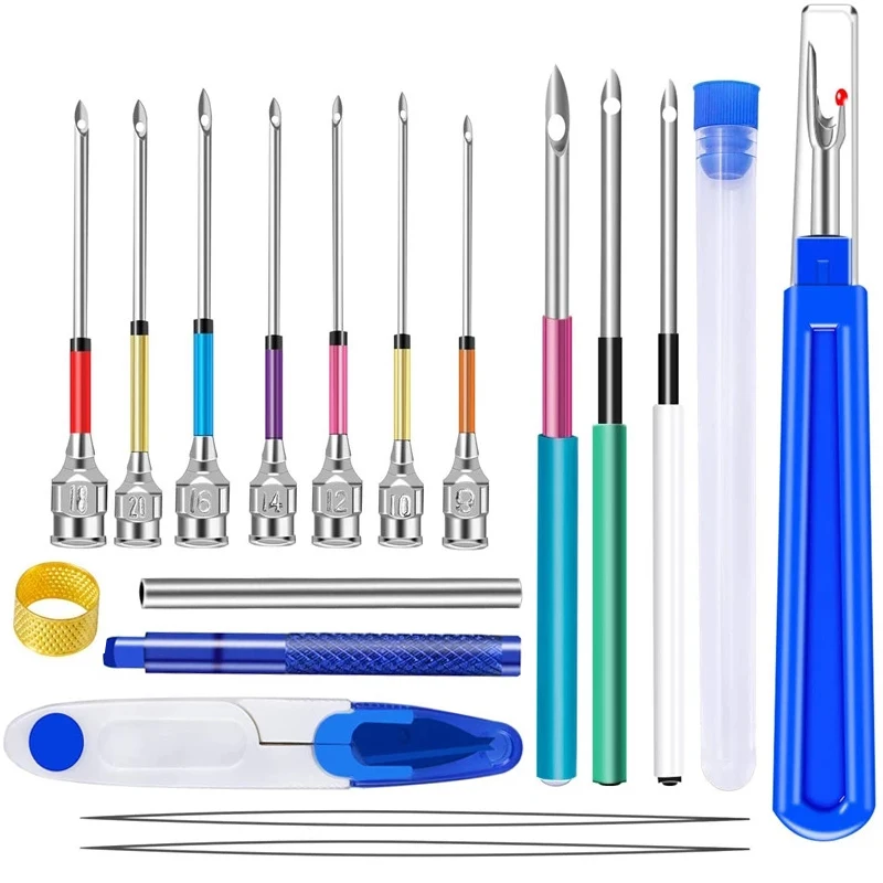 

IMZAY 18Pcs Embroidery Punch Needles Set With Plastic Seam Rippe Yarn Scissors Beading Needles Embroidery Stitching Punch Needle