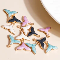 10pcslot 1815mm 4 color mermaid whale tail charms for earrings pendants bracelets making enamel charms diy jewelry accessories