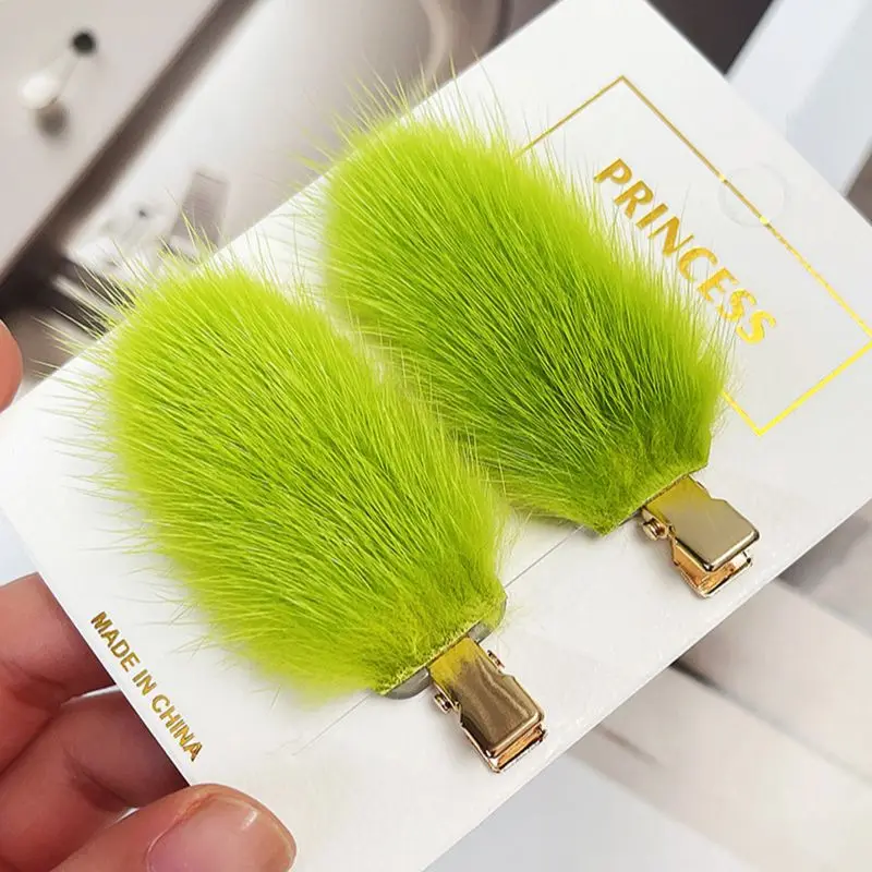 

Модные милые женские заколки в стиле ретро, зажим для волос BB, шпилька из 100% натурального меха норки, головной убор для девочек, аксессуары д...