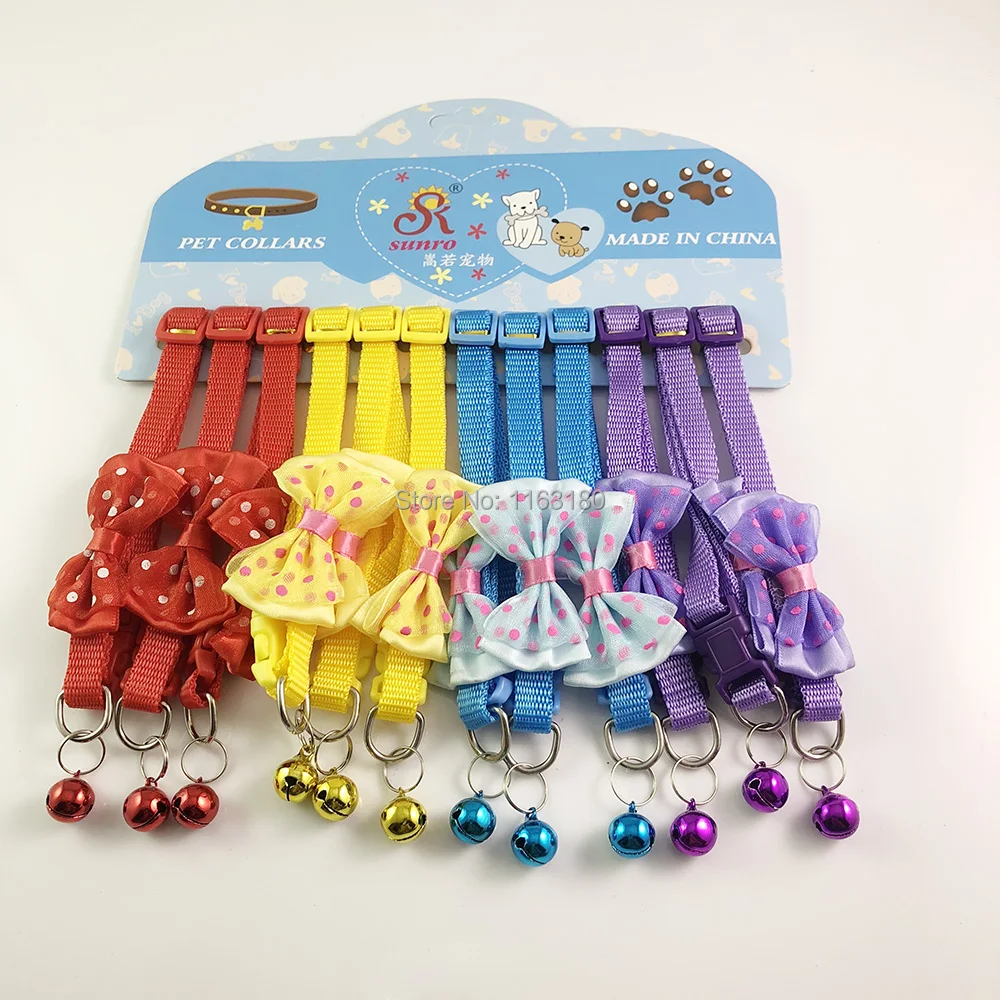 Ошейник 24 шт./лот для маленьких собак кошек щенков нейлоновый бант ошейник с