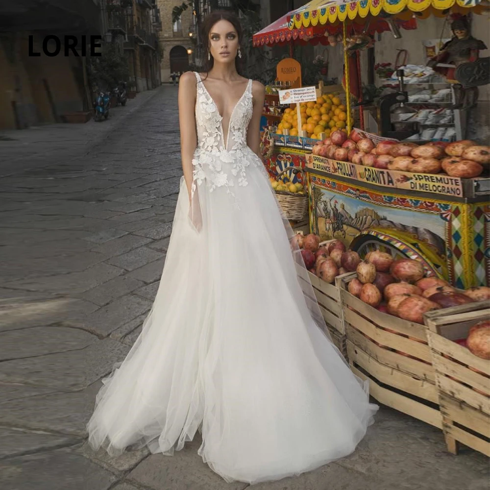 Платье LORIE женское свадебное с глубоким V образным вырезом пикантное мягкое