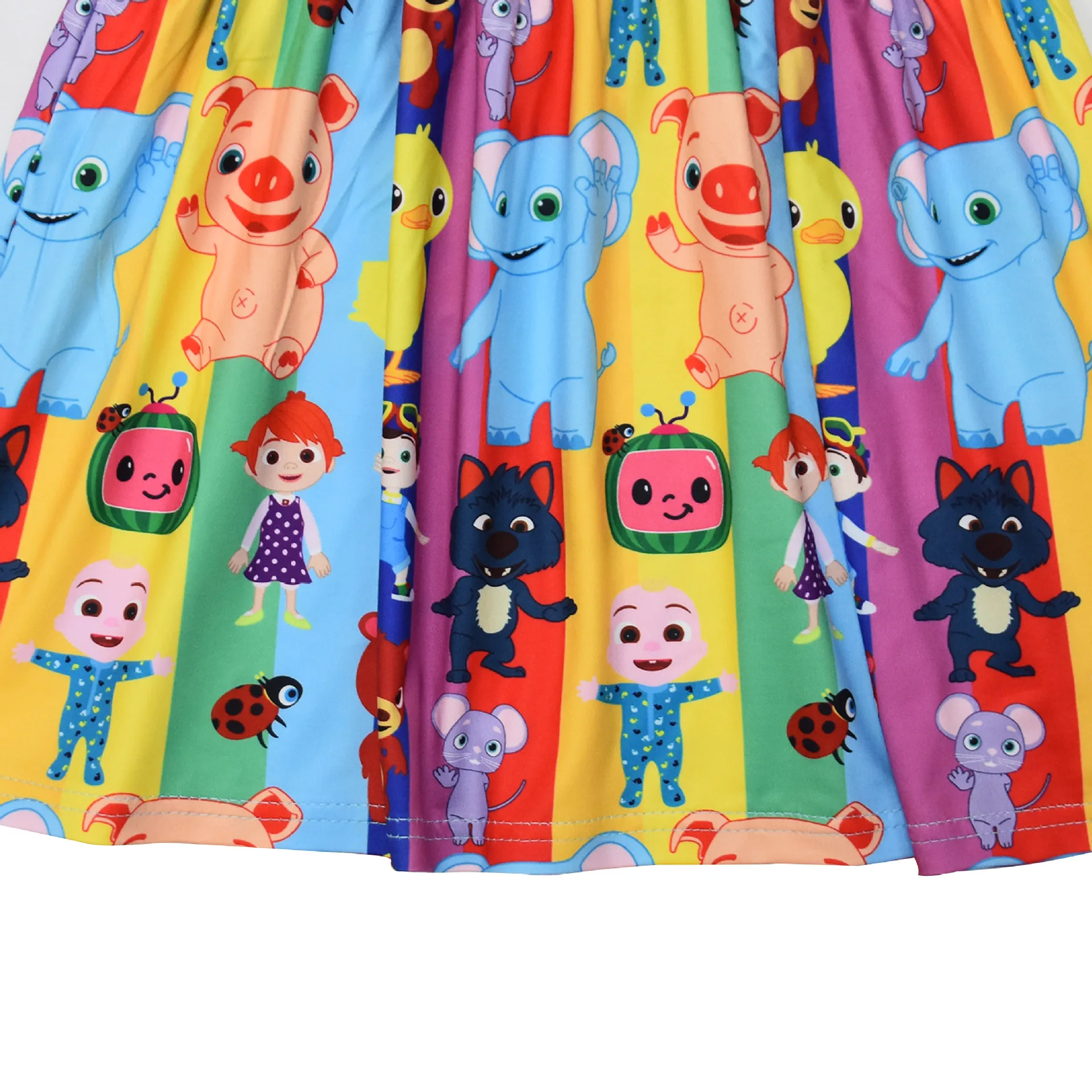 

Girls Cocomelon Dress 2021 Summer Fly Sleeve Cartoon Print Clothing Kids Baby Princess Dresses Children Birthday Party Clothes