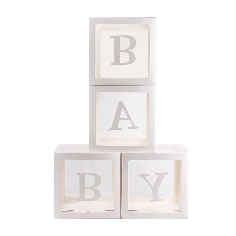 

4pcs/set Transparent Box Birthday Balloons Storage Box Baby Shower Decorations Letter Wedding Birthday Party Gift Box