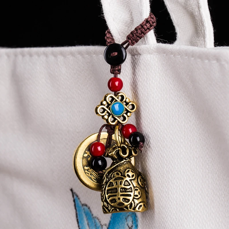 Медная сумка для денег кулон брелок автомобиля Ping An Lucky Fortune медная подвеска с