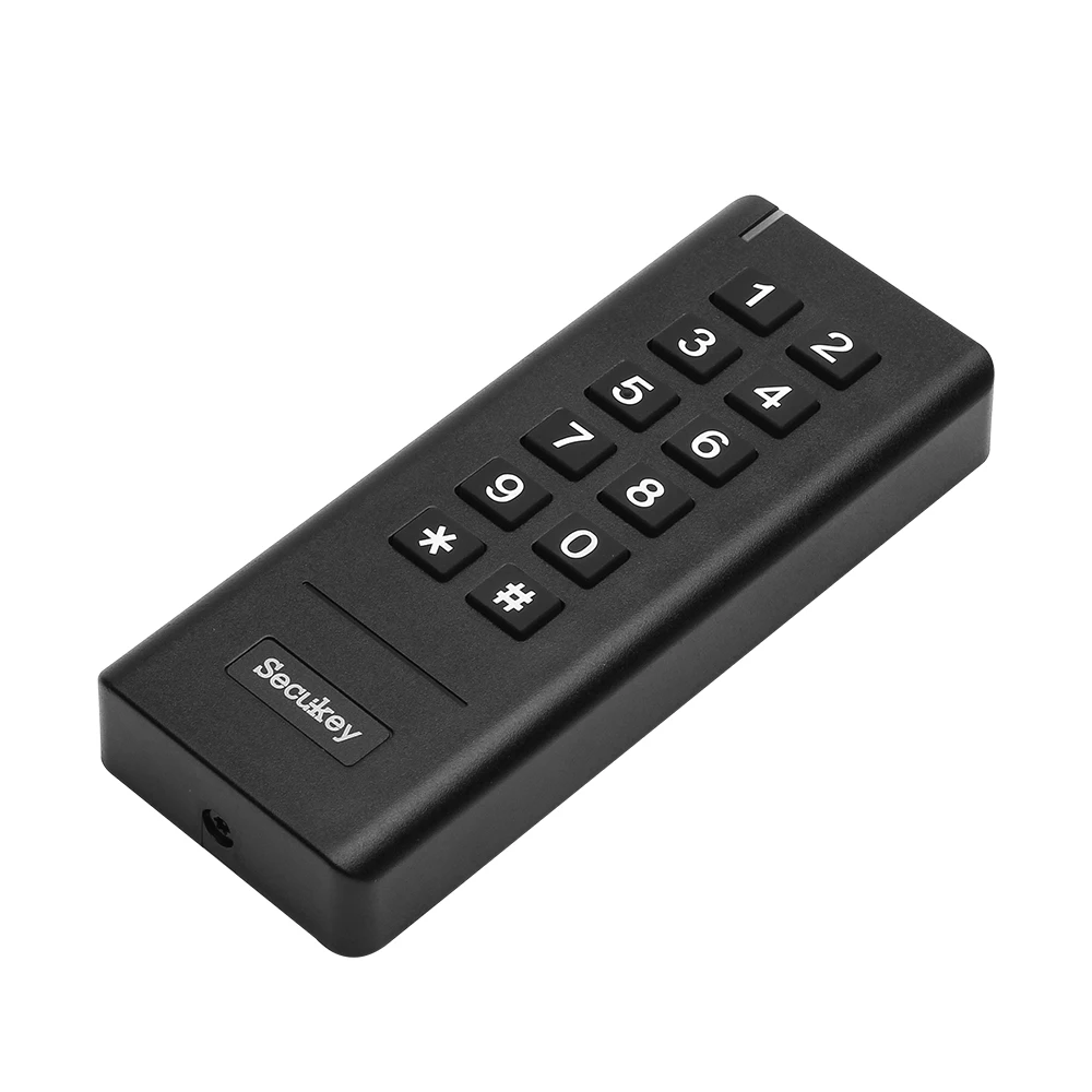 Беспроводной считыватель RFID-карт с клавиатурой и кнопкой выхода на основе технологии Wiegand на частоте 433 МГц с приемником сигнала и батарейным питанием.