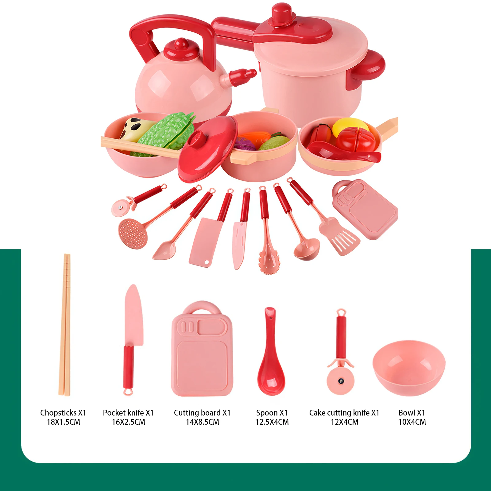 

16PCS Children Play House Kitchen Toy Cooking Tableware Educational Simulation Hand-On Ability Cultivation Simulation Set Toys